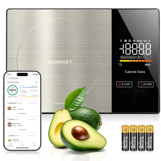 Smart Nutrition Food Scale with App - 1g Precision Digital Kitchen Scale, Tracks Calories & 24 Nutrients, Macros, Fat & Protein for Keto, Fitness & Meal Prep, 11lb/5kg with Tare Function