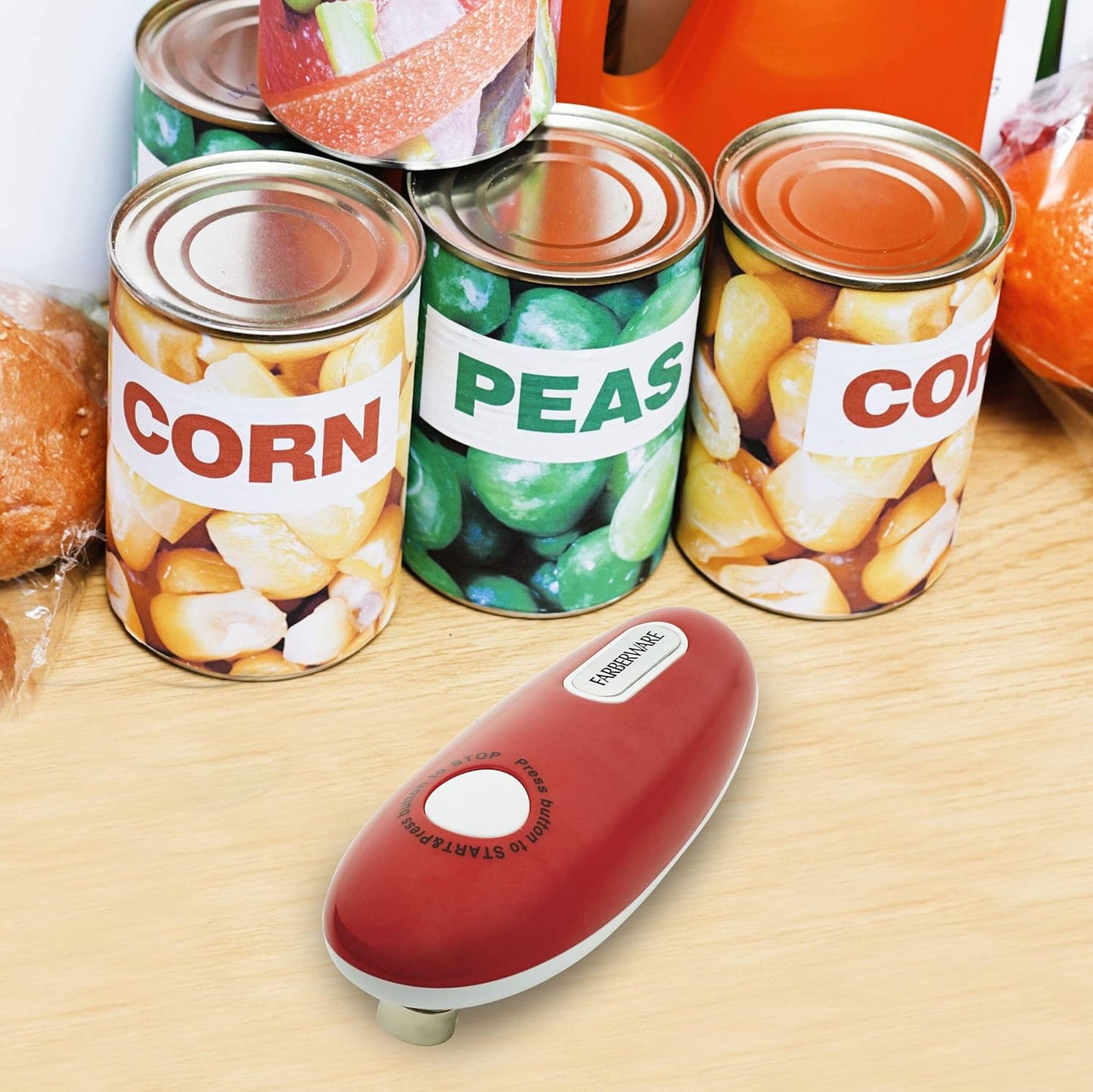 Farberware Compact Battery Operated Hands-Free Automatic Can Opener for any Size Can with Magnet to Safely Remove Lid, Seamless Opening Decreases Sharp Edges for Easily and Safely Opening Cans, Aqua
