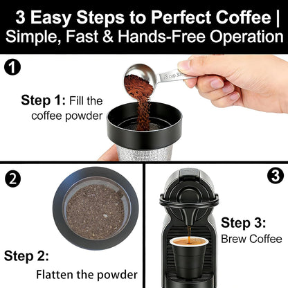 Reusable K Cup Refill Kit, 304 Stainless Steel 30ML Coffee Scoop & Aluminum Dosing Funnel, Fits Keurig 1.0 & 2.0 Reusable Metal/Plastic K-Cups Silver
