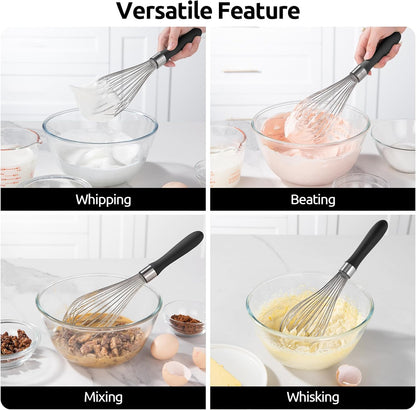 U-Taste 7" Mini Whisk for Cooking: 18/8 Stainless Steel Small Metal Kitchen Wisk, Tiny Hand Mixing Tool for Coffee, Egg, Sauce, 6-Wires Compact Head for Baking, Beating in Bowl, Mug, Jar (Set of 2)