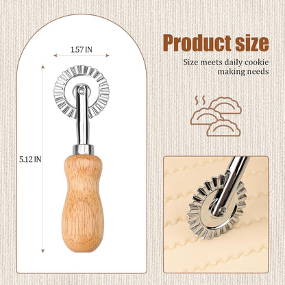 Pastry Cutter Double Wheel - Exquisite Wooden Handle, Perfect for Pasta, Pizza, Ravioli, Cookie -Cheese Slicers Enhance Your Culinary Artistry