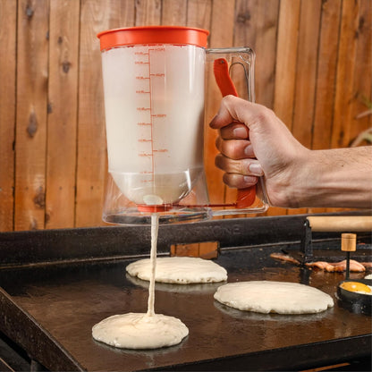 Plastic Batter Dispenser, Cast Iron Bacon Griddle Weight Press, 10 Inches Stainless Steel Omelet Egg Ring, Wood Wooden Crepe Spreader Spatula