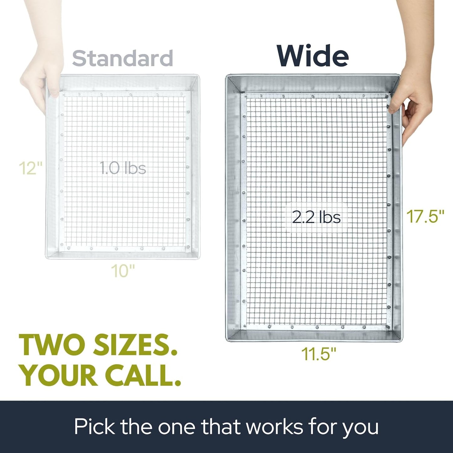 Soil Sifter, Wide Size (17.5 x 11.5 inches) with 1/4-inch Mesh, Garden Sieve for Dirt, Sand, Rocks, and Compost