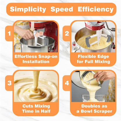 Flex Edge Beater for KitchenAid 6 Quart Bowl-Lift Stand Mixers, Paddle Attachment with Flexible Silicone Edges, Pastry Beater for KitchenAid Mixer Accessories, Dishwasher Safe