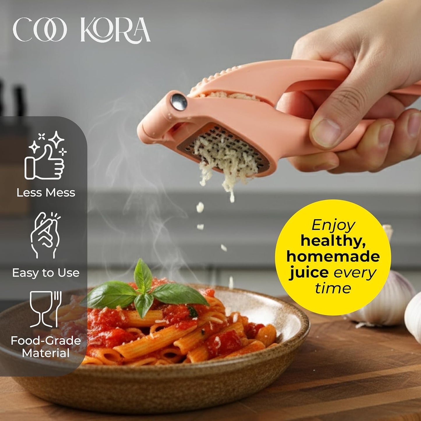 Garlic Press Stainless Steel – Heavy Duty Garlic Mincer & Crusher, Ergonomic Handle, Easy to Clean Kitchen Tool Dishwasher Safe