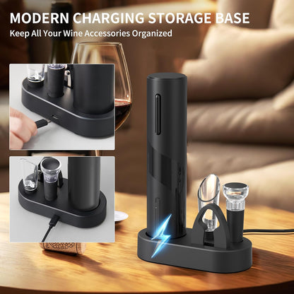 PEIPU Electric Wine Bottle Opener, Easy to Use, Perfect for Home, Restaurants & Travel, Wine Lovers & Host (Black)