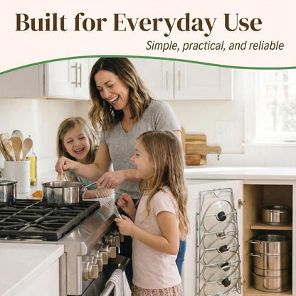 Evelots 6 Pot Lid Organizer for Cabinet Door or Pantry Wall - Closet Door Pots and Pans Lids Holder - Glass or Metal Pan Covers Cabinet Organizer Kitchen Storage - White 6 Tier Lid Rack