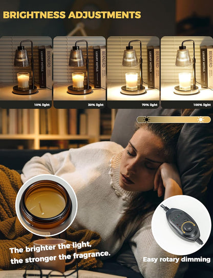 GODONLIF Candle Warmer Lamp with Timer Dimmable, Birthday Gifts for Women Mom, House Warming Gifts New Home Decor, Wax Melt Warmer for Jar Candles with 2 Bulbs