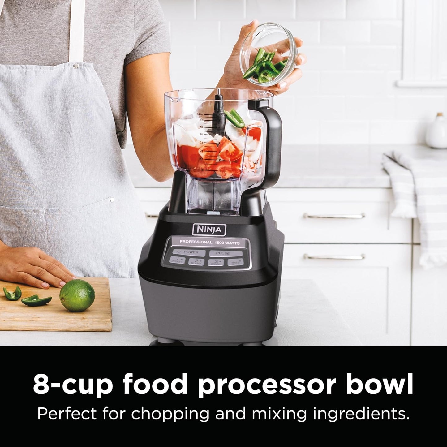 Ninja Kitchen System | All-in-One for Smoothies, Frozen Drinks, Veggie Chopper & More | With Full-Size Pitcher, 8 Cup Food Processor Bowl, (2) 18 oz. Cups, | 1200 Watt | Dark Grey | BR601AMZ