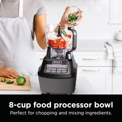 Ninja Kitchen System | All-in-One for Smoothies, Frozen Drinks, Veggie Chopper & More | With Full-Size Pitcher, 8 Cup Food Processor Bowl, (2) 18 oz. Cups, | 1200 Watt | Dark Grey | BR601AMZ