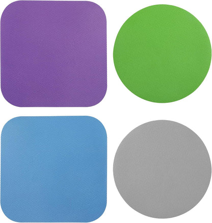 LUTER 4pcs Jar Opener, Rubber, Multi-function Silicone Bottle Opener for Seniors with Weak Hands Lid Cap Gripper Pads Kitchen Coasters Gadgets(Light Blue, Green)