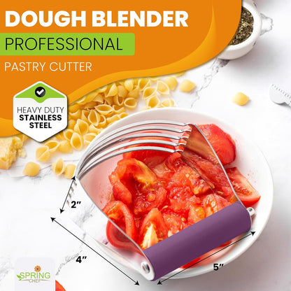 Spring Chef Dough Blender, Top Professional Pastry Cutter with Heavy Duty Stainless Steel Blades, Medium Size, Black