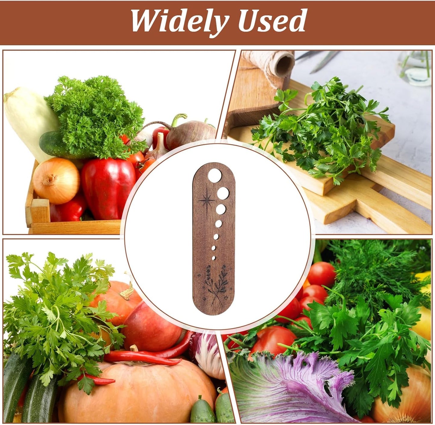 Elegaperma Herb's Stripper Tool, Ergonomic Pottery Herb's Stripping Bowl Design with Multi-Holes, Wooden Herb's Stripper for Cilantro, Mint Leaves and Kitchen Preparation