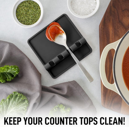 Zulay Kitchen Spoon Rest for Multiple Utensils High Heat-Resistant Silicone Drip Pad, BPA-Free Spoon Holder for Stove Top, Kitchen Gadget Holder for Ladles, Tongs, Cooking Spatula - Makes Great Gift