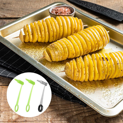 3pcs Spiral Cutters, Stainless Steel & Plastic Portable Vegetable Spiralizer Cutter Knife Practical Kitchen Tools Suitable for Potatoes Tomato Cucumbers Carrots