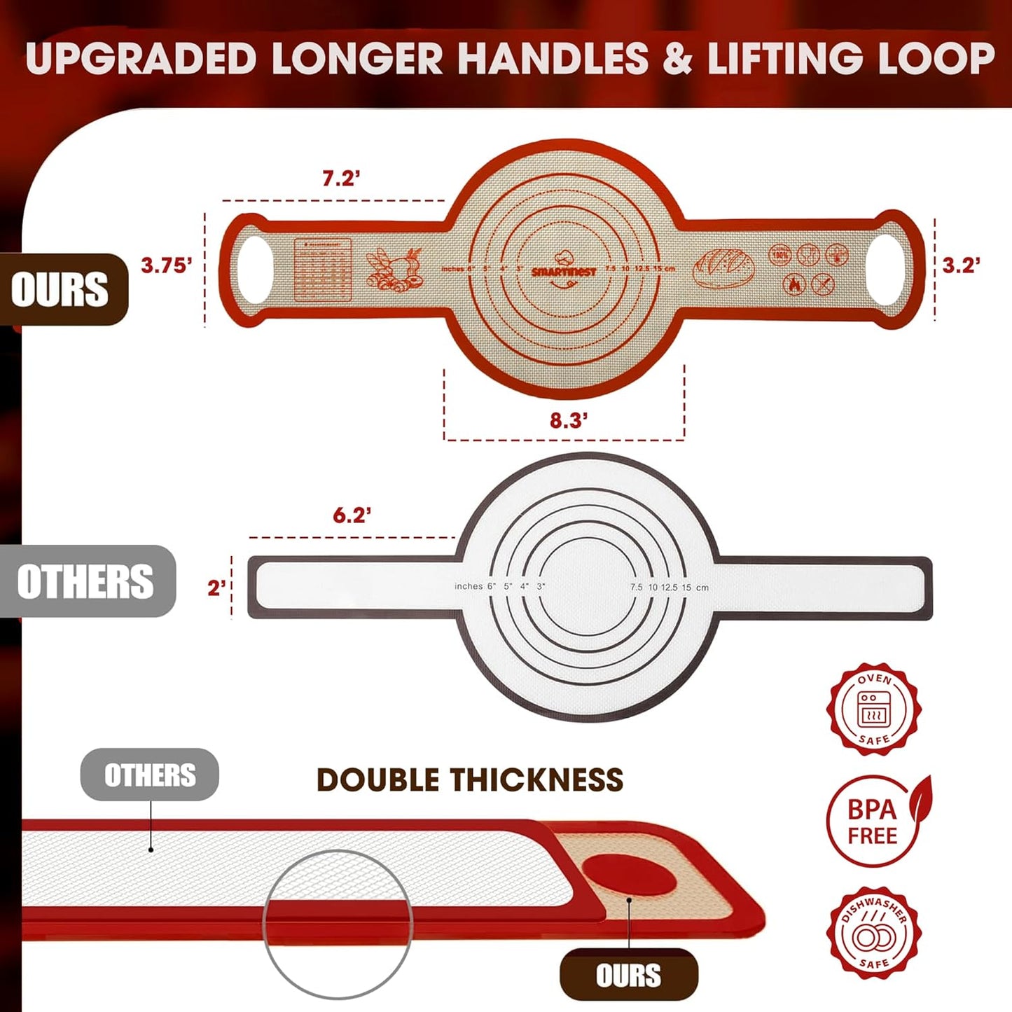 Sourdough Silicone Bread Sling for Dutch Oven, 2PCS Non-Stick Reusable Baking Mat with Long Handles, Essentials Bread Making Supplies for Dough Transfer and Loaf Pan Lifter Liner, Set Of Oval & Round