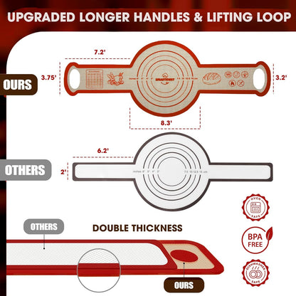 Sourdough Silicone Bread Sling for Dutch Oven, 2PCS Non-Stick Reusable Baking Mat with Long Handles, Essentials Bread Making Supplies for Dough Transfer and Loaf Pan Lifter Liner, Set Of Oval & Round