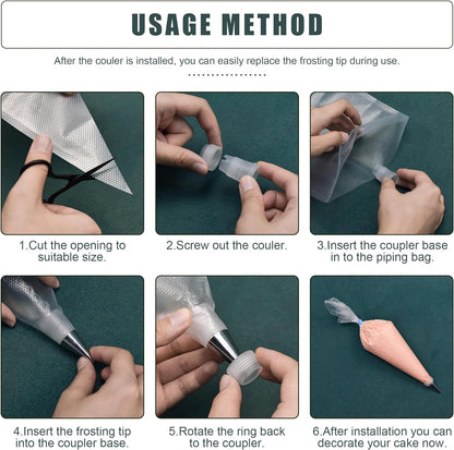 Piping Bags and Tips Set, Cakes Decorating Supplies Kit with 100pcs 12 Inch Pastry Bags, 16 Piping Tips, 3 Cake Scraper, 2 Couplers, 2 Bag Ties, Simple and Convenient Baking Supplies Set