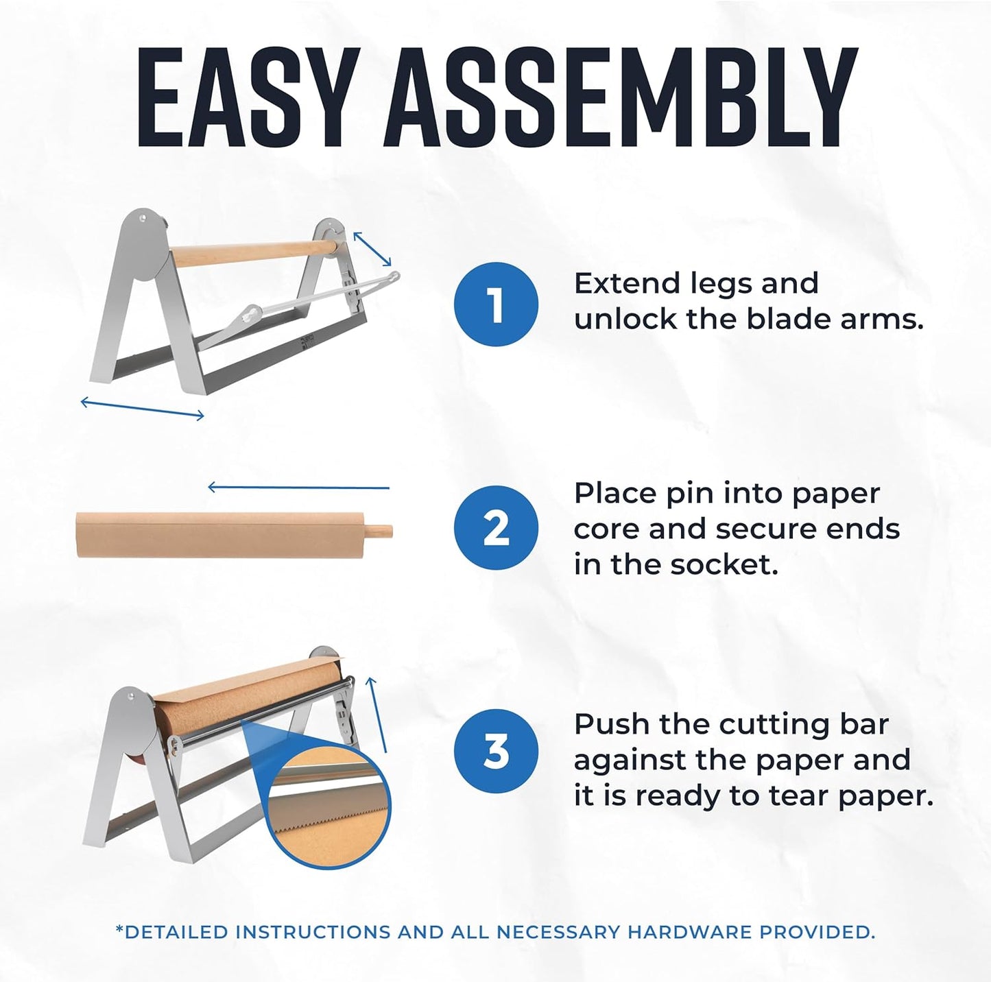 Bryco Goods - 18 Inches All Paper Roll Dispenser and Cutter Made of Heavy-Duty Steel Frame & Sharp Blade. Holds, Dispenses & Cuts. Wall Mountable & Non-Slip Tabletop. Ideal Butcher Paper Dispenser