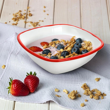 Elsjoy 2 Pack 3 Quart Large Enamel Bowl, 11 Inch Vintage Enamel Mixing Bowl, Kitchen Enamelware for Fruit, Salad, Pasta