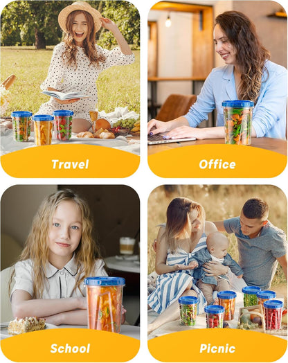 BiuLeon 6 Pack-24 oz Freezer Storage Containers, Plastic Food Storage Containers with Twist Top Lids, BPA Free and Reusable Soup Containers with Lids, Leakproof/Microwave/Dishwasher Safe