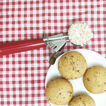 Saebye Portion Scoop - #8 (4 oz) - Disher, Large Ice Cream Scoop with Trigger, Cookie Scoop, Food Scoop, Muffin Scoop - Portion Control - 18/8 Stainless Steel, Grey Handle