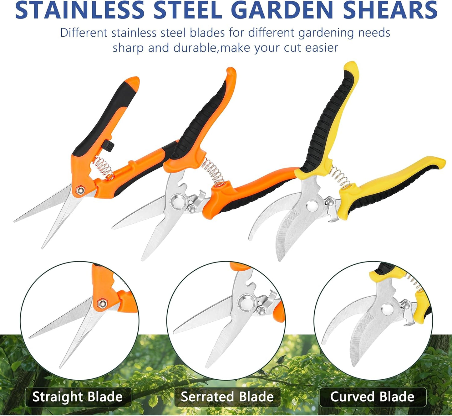 5‑Piece Garden Pruning Shears Set with Gloves & Storage Bag – Stainless Steel Trimming Scissors for Flowers, Herbs & Small Branches – Ergonomic Gardening Tools Kit (Multi-color)