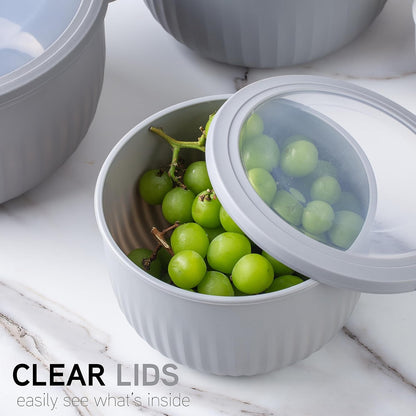 COOK WITH COLOR Prep Bowls with Lids- Wide and Deep Nesting Plastic Small Mixing Bowl Set with Lids, 8 Piece Set - Wide Bowls, Blue