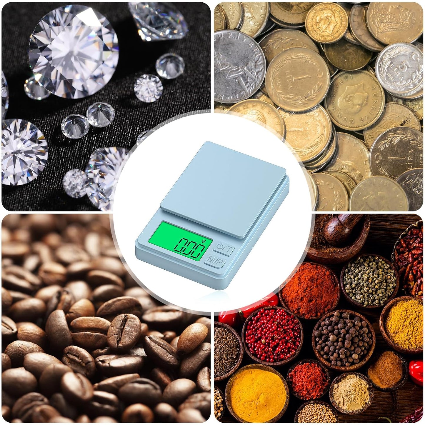 1000g/0.1g Pocket Gram Scale, Diyife High Precision Digital Kitchen Scale, LCD Display, 7 Units with Tare Function, Suit for Jewelry, Powder, Ounces, Blue