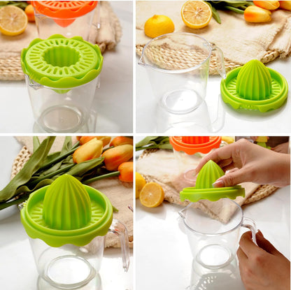 Citrus Orange Juicer, Lemon Manual Hand Squeezer Lime Press Anti-Slip Lid Rotation Reamer with Strainer and Container…