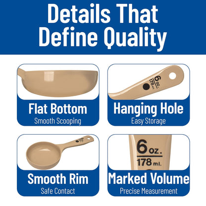 Carlisle FoodService Products Measure Miser Plastic Measuring Spoon with Short Handle, 6 Ounces, Beige