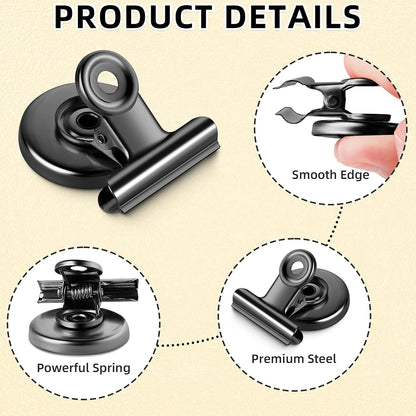 Grtard 12 Pack Magnetic Clips, Fridge Magnets Refrigerator Magnets, Strong Magnetic Clips Heavy Duty, Whiteboard Magnet Clip for Office Home Classroom Organization Kitchen Accessories(Black)