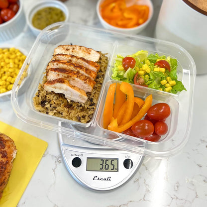 Escali Primo Digital Food Scale Multi-Functional Kitchen Scale and Baking Scale for Precise Weight Measuring and Portion Control, 8.5 x 6 x 1.5 inches, Black
