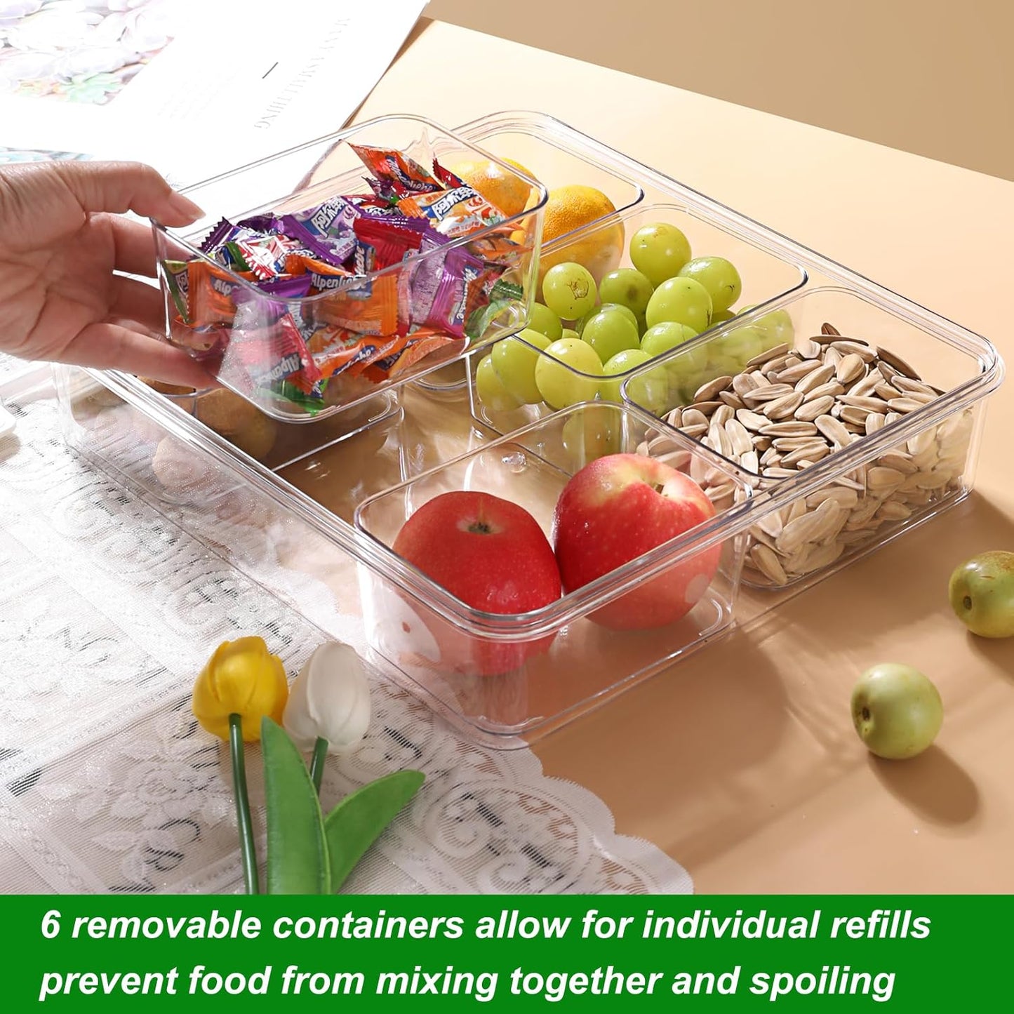 Taiuloo Airtight Fruit Storage Containers for Fridge with Lid & Handle, BPA-Free Snack Box Container with 4 Removable Colanders, Berry Vegetable Fresh Produce Saver, Clear Refrigerator Organizer Bins