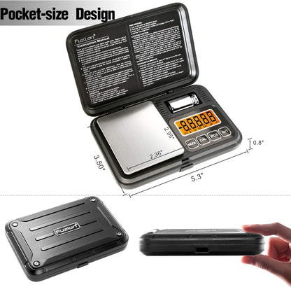 Fuzion Digital Pocket Scale, 500g x 0.01g Gram Scale, Mini Scale 6 Units Jewelry Scale with LCD Display, Tare Function for Food, Jewelry, Coin, Coffee