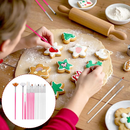30 PCS Cake Decorating Brushes, Cookie Paint Brushes, Food Safe Paint Brush Set, Multi Function Fondant Cookie Icing Pastry Brush, DIY Painting Tool For Baking Craft, Pink and White