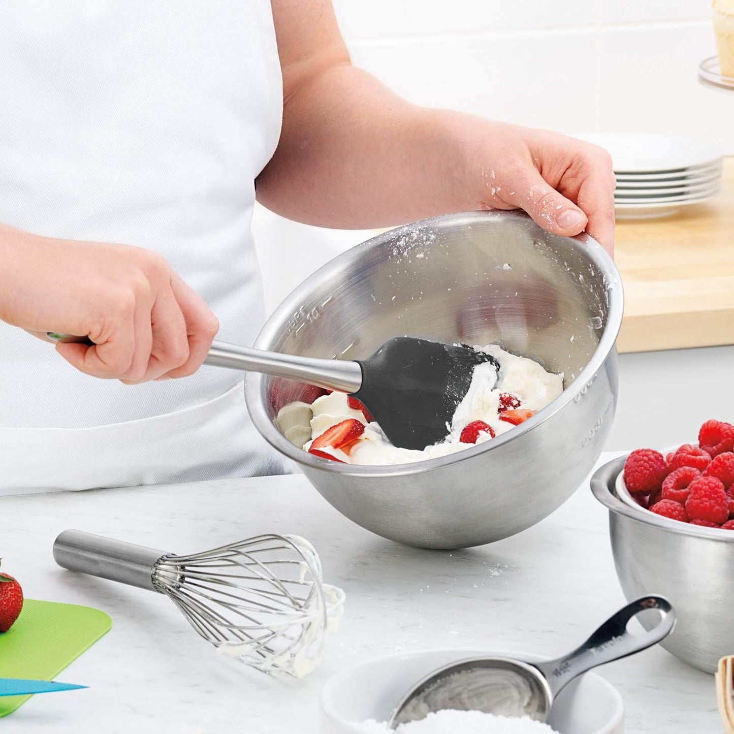 Tovolo Flex Core Silicone Spatula Spoonula Set of 2 for Non Stick Cast Iron Cooking & Baking, Dishwasher Safe Heat Resistant BPA Free Long Stainless Steel Handle Kitchen Utensil, Charcoal Gray