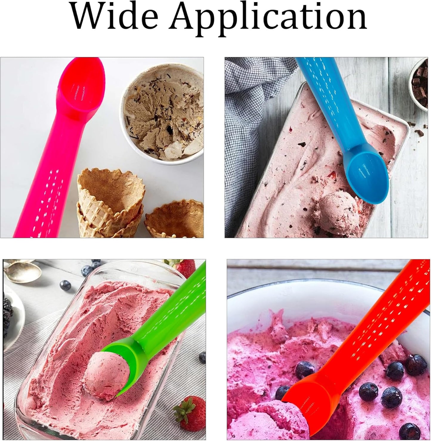 4pcs Plastic Ice Cream Scoop Nonstick Melon Baller Spoon for Ice Cream, Fruits, Yogurt, Sorbet, and Melon Balls(Orange)
