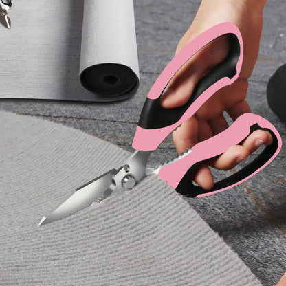 BoFuYuan Utility Scissors Heavy Duty: 8-Inch sharp Scissors All Purpose heavy duty, Serrated Blades Cut Carpet, Cardboard, Wire, Leather, Fabric, Multipurpose Shears for Kitchen, Garden, Office, Craft