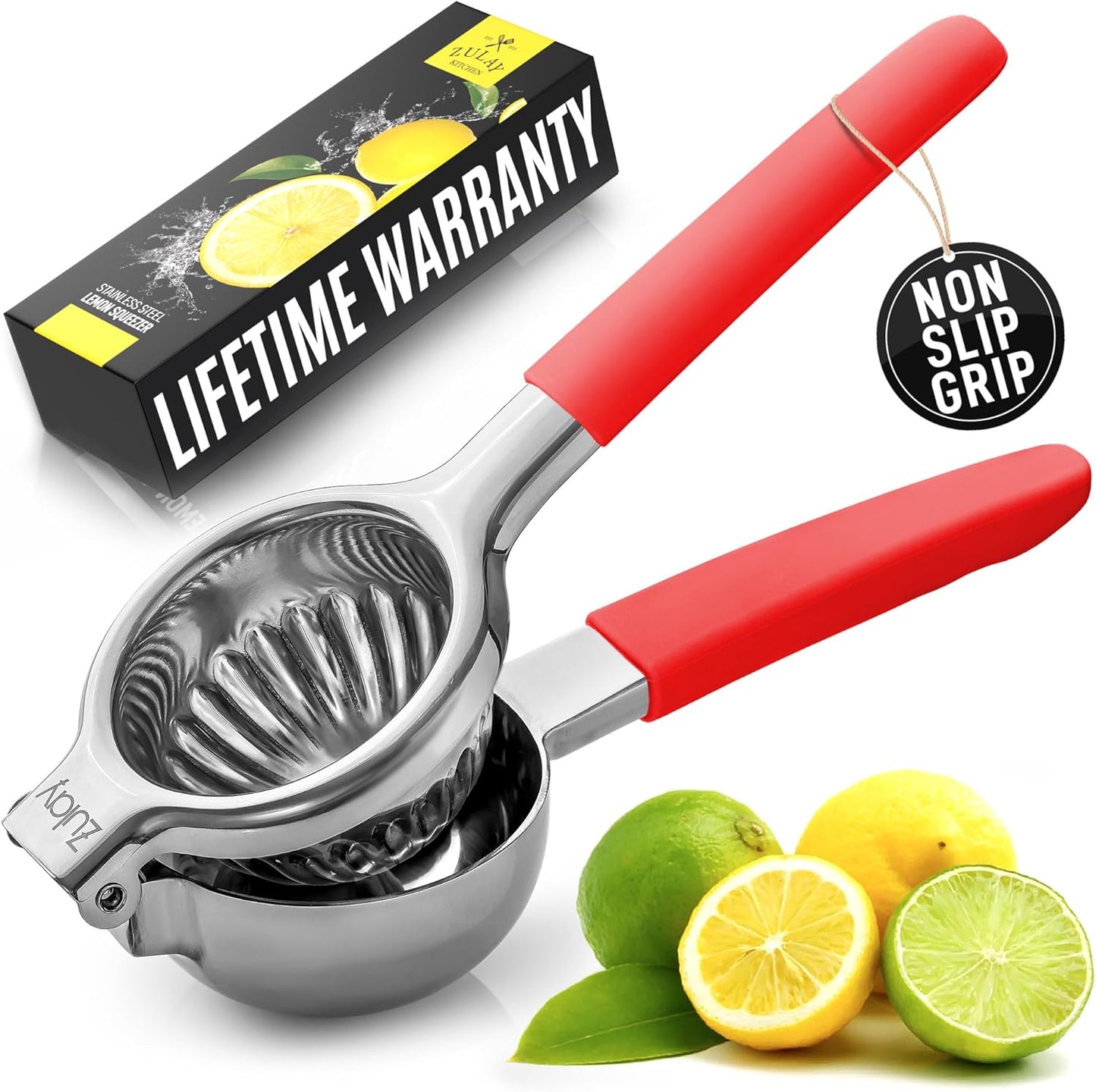 Lemon Squeezer Stainless Steel with Premium Quality Heavy Duty Solid Metal Squeezer Bowl - Large Manual Citrus Press Juicer and Lime Squeezer Stainless Steel - by Zulay Kitchen
