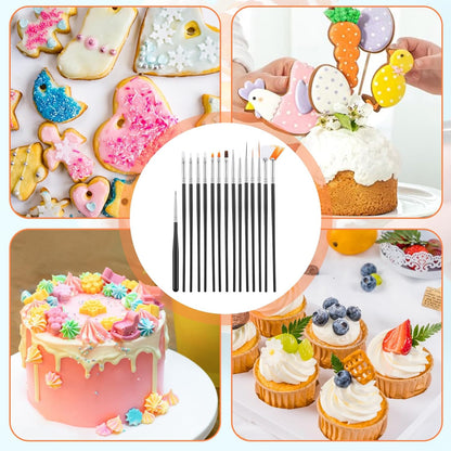 JJUNW 15 PCS Cake Decorating Brushes, Sugar Cookie Decorating Brushes Kit Food Safe Basting Brush Multifunctional Decorative Baking Supplies Candy Icing Pastry Brush for Bakers(White)