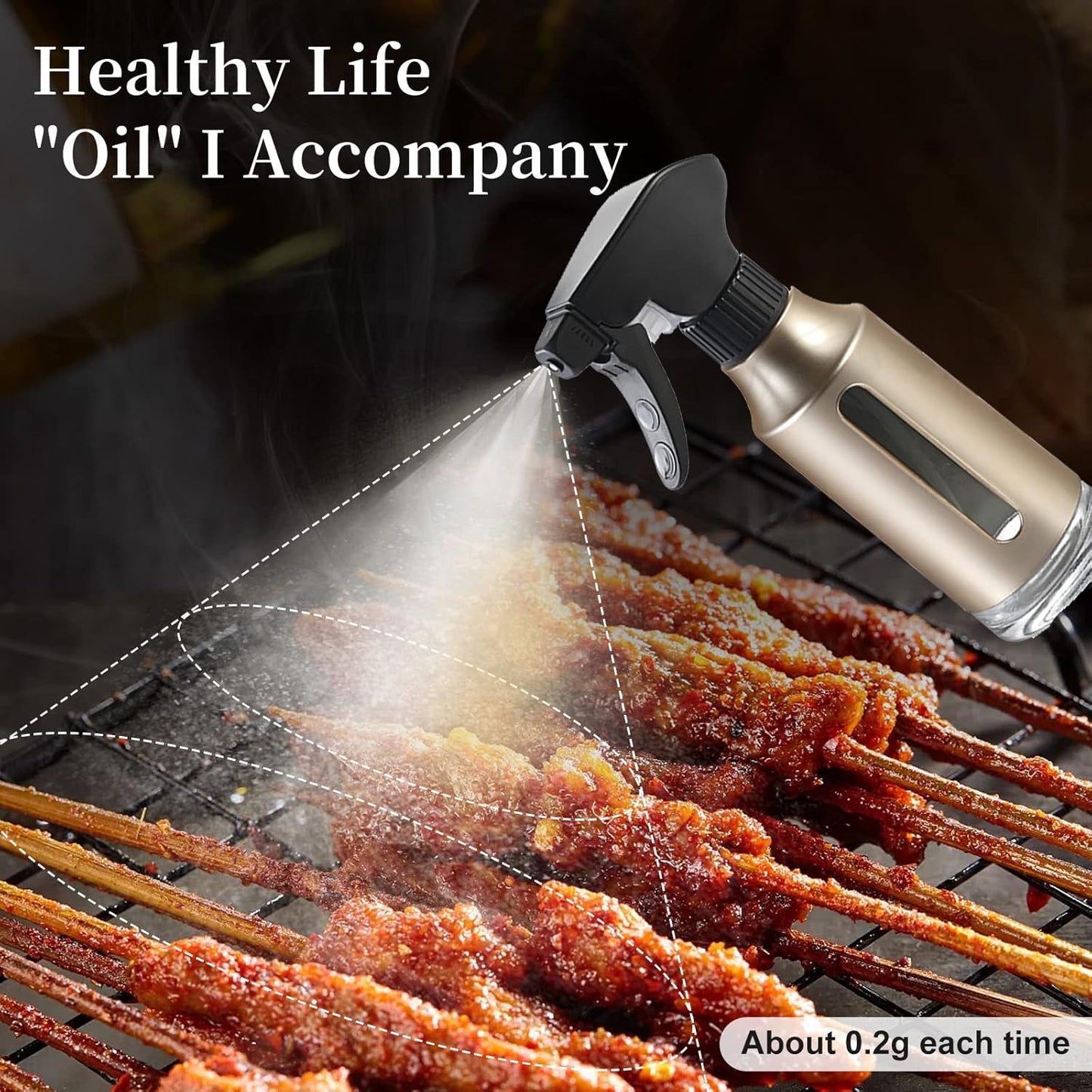 Oil Sprayer for Cooking,Stainless Steel Olive Oil Mister for Air Fryer Black Nozzel Dispenser Bottles Fat Reduction Glass Oil Control Spray Pot 6.35oz(180ml) Capacity
