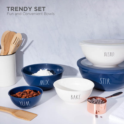 Rae Dunn Mixing Bowls with Lids - 10 Piece Plastic Nesting Bowls Set includes 5 Prep Bowls and 5 Lids (Sage)