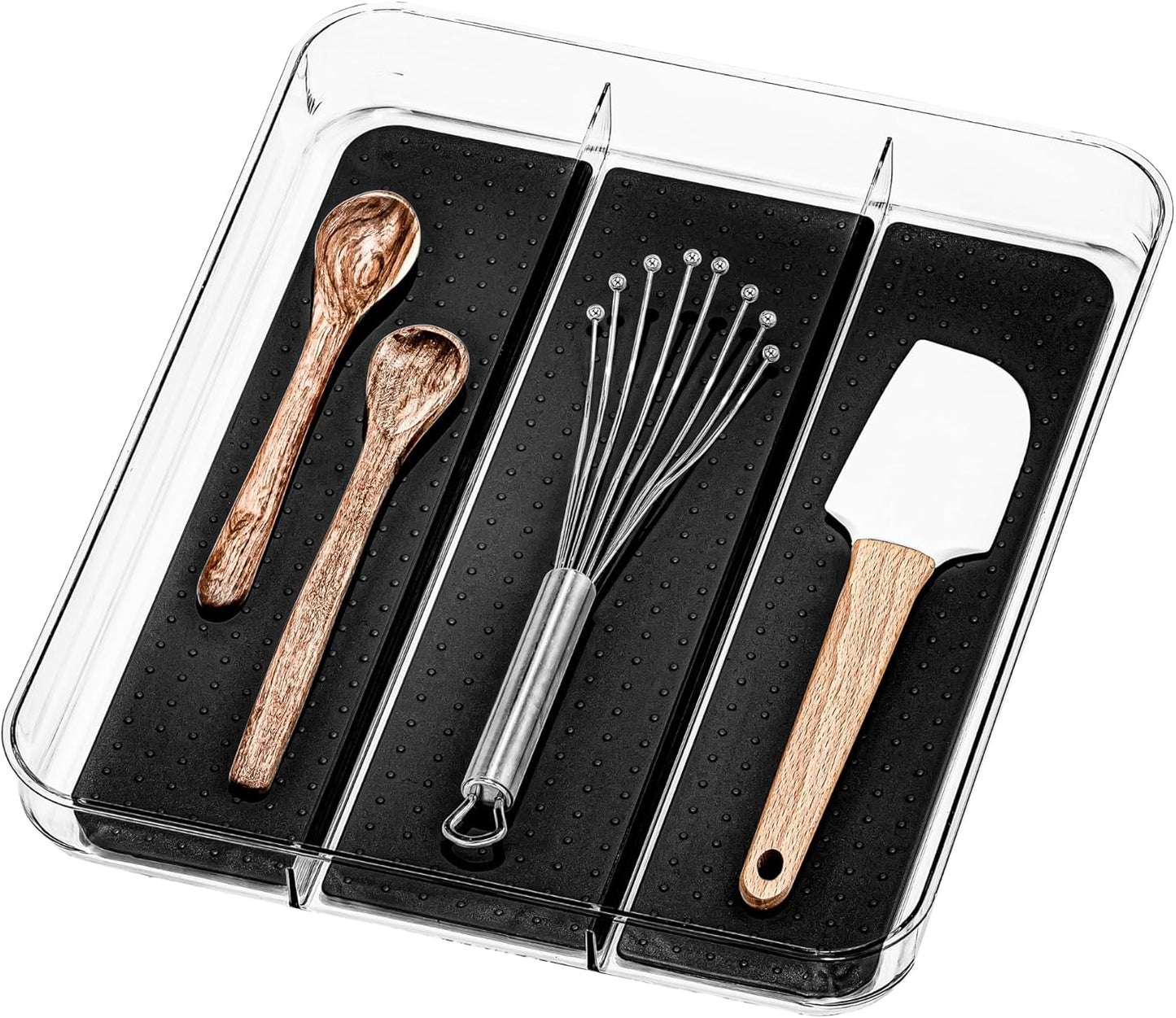 madesmart Premium Small Utensil Tray, Deep Storage for Ladles, Whisks & Serving Tools, Non Slip Lining, for Drawers & Home Organization, White