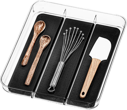madesmart Premium Small Utensil Tray, Deep Storage for Ladles, Whisks & Serving Tools, Non Slip Lining, for Drawers & Home Organization, White