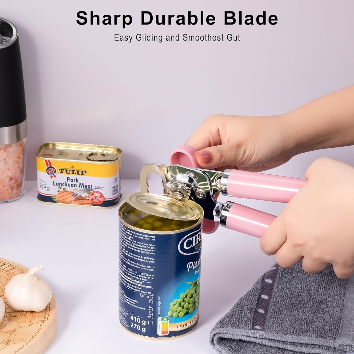 Urbanstrive XL Large Heavy Duty Can Opener Manual Smooth Edge, Hand Held Can Openers for Seniors, Stainless Steel, Comfortable Handle, Built-in Bottle Opener, 8.66 inch (Red)