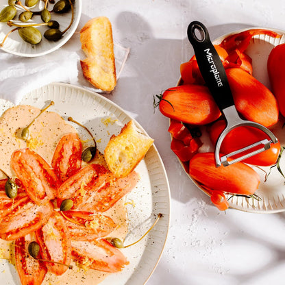 Professional Y Serrated Blade Stainless Steel Peeler - Ultra-Sharp Comfort Handle Dishwasher Safe Peeler