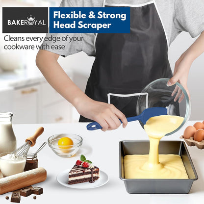 BakeRoyal Silicone Spatula Set - 4-Piece Rubber Spatulas Silicone Heat Resistant 600°F for Everyday Task - Seamless Design Kitchen Spatulas for Nonstick Cookware - Royal Blue