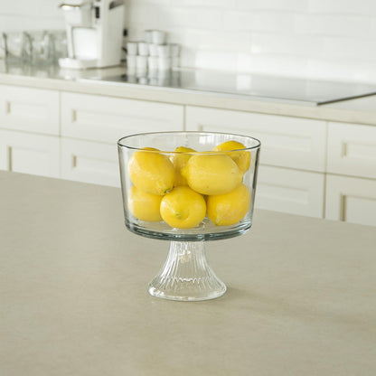 Anchor Hocking Glass Trifle Bowl with Lid, 104 oz Glass Salad Bowl with Acacia Wood Lid