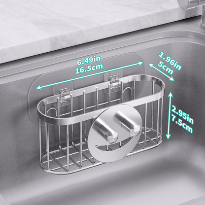 HapiRm Multifunctional Sponge Holder with Unique M-Shaped, 2 Installation Methods Kitchen Sink Caddy Organizer, Rustproof Stainless Steel Kitchen Organizers and Storage Essentials - Black